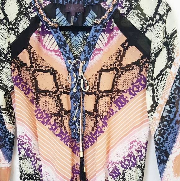 Hale Bob lace-up drop waist silk dress - Picture 4 of 7